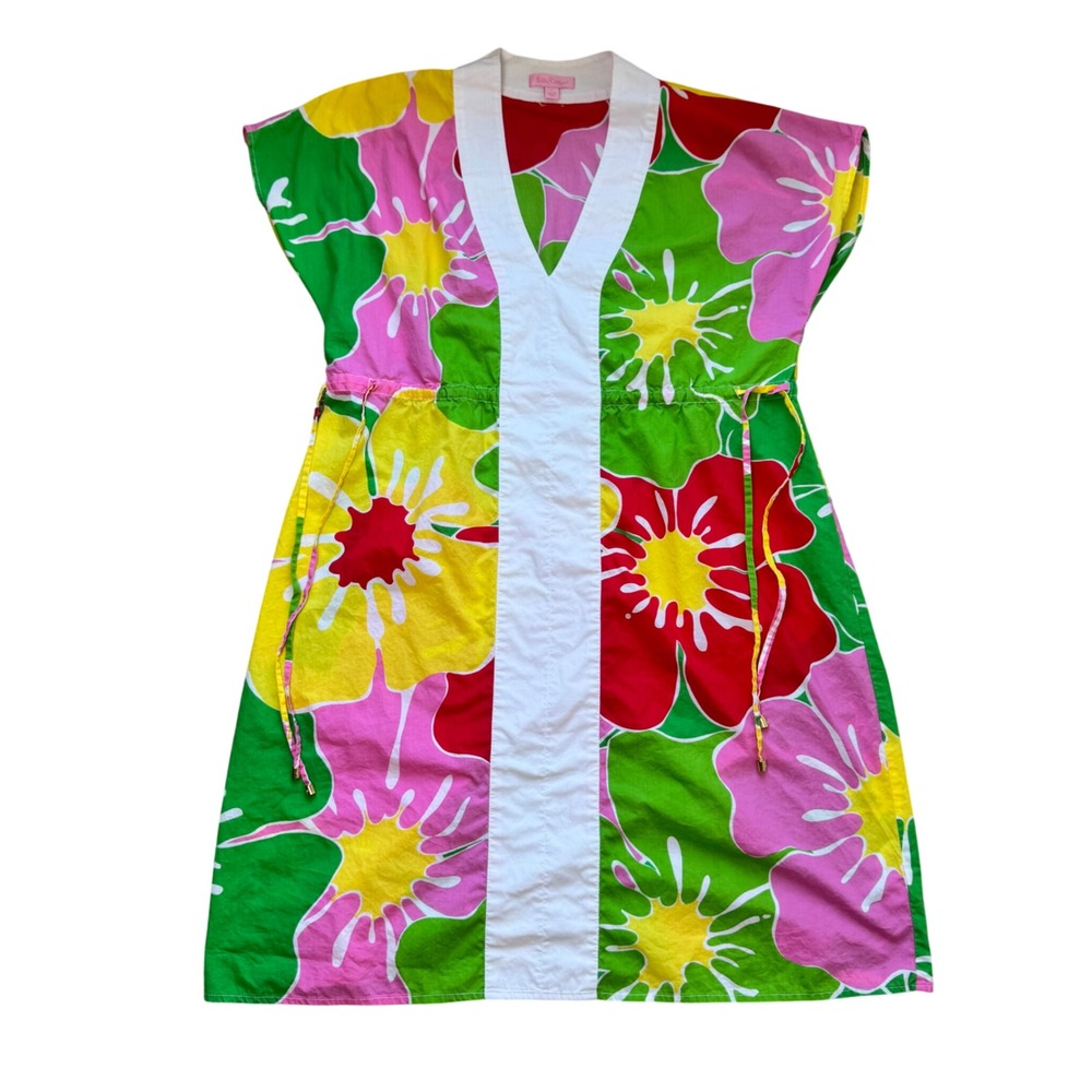 Lilly Pulitzer Tropical Hibiscus Print Tunic Dress Size Resort Preppy Floral - Picture 3 of 7